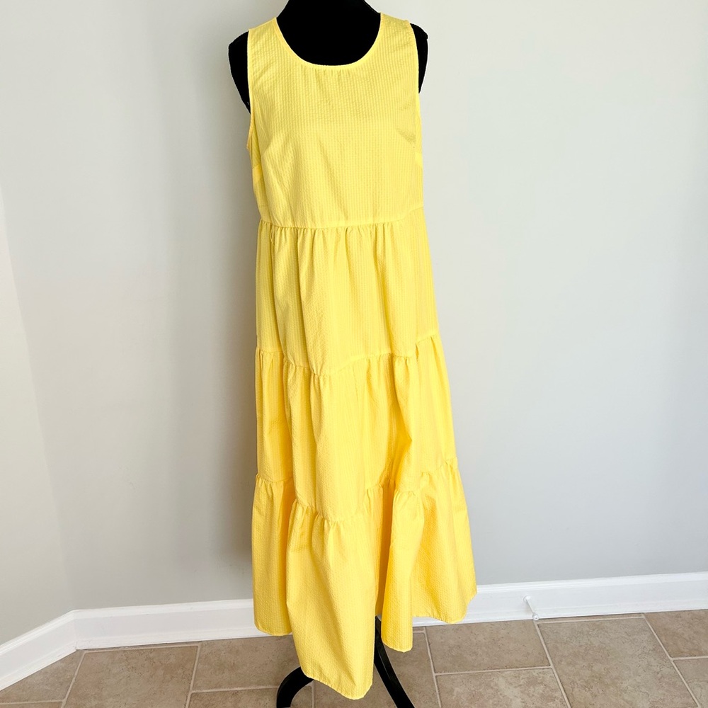 A New Day Yellow Sleeveless Tiered Midi Dress – Size S
